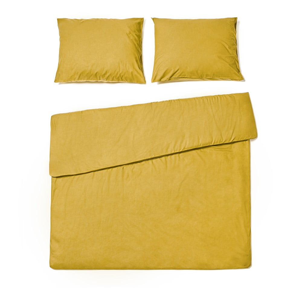 Horčicovožlté bavlnené obliečky na dvojlôžko Bonami Selection 160 x 200 cm