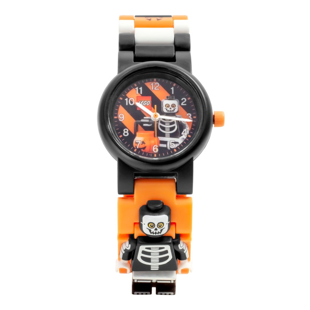 Čierne náramkové hodinky so skladacím remienkom a minifigúrkou LEGO® Skeleton