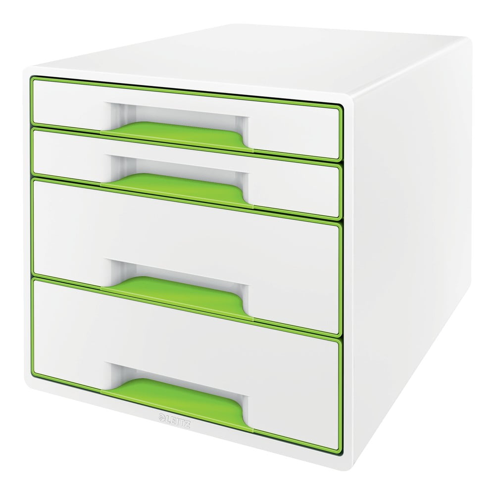 Bielo-zelený zásuvkový box Leitz WOW CUBE 4 zásuvky