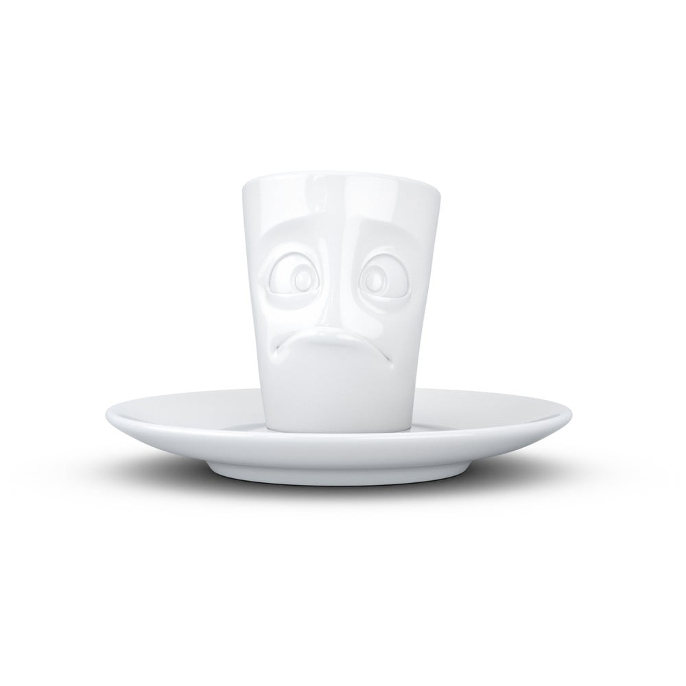 Biela sklamaná porcelánová šálka na espresso s tanierikom 58products objem 80 ml