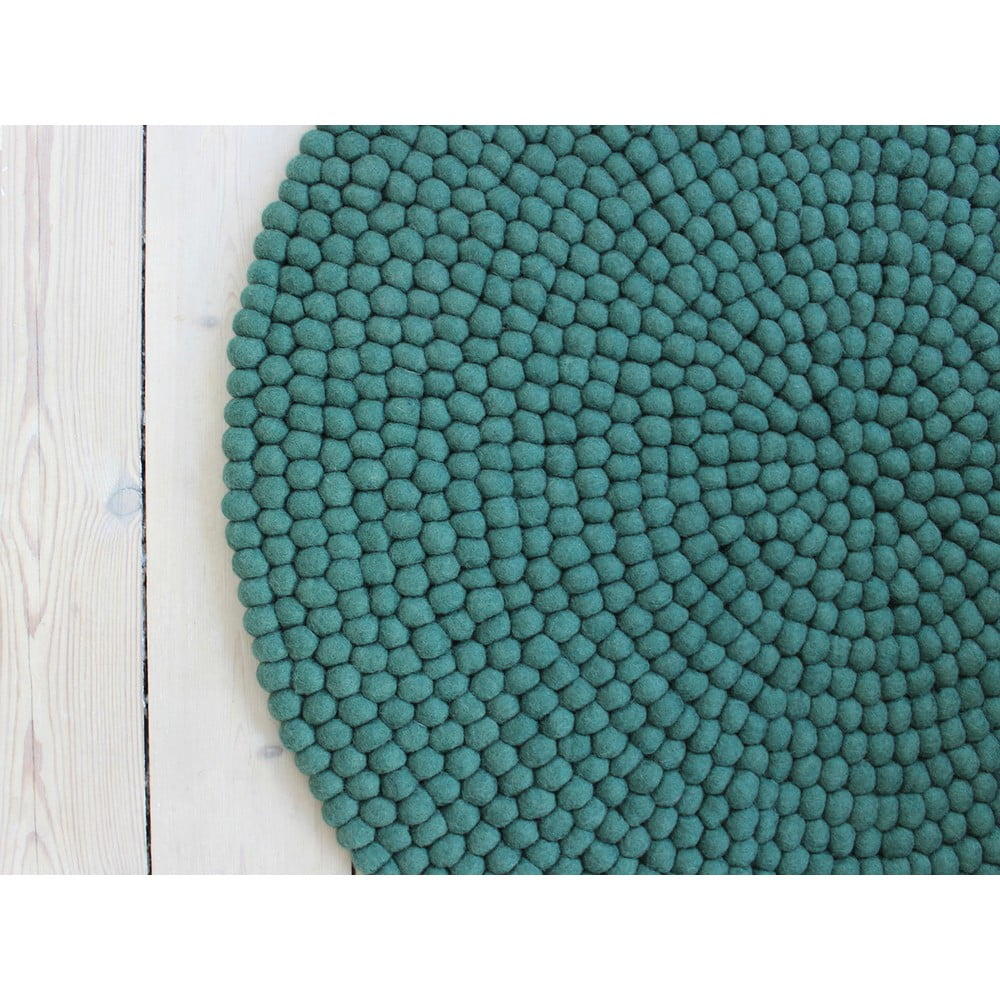 Zelený guľôčkový vlnený koberec Wooldot Ball rugs ⌀ 120 cm
