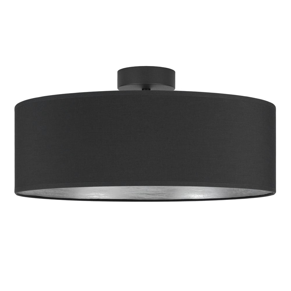 Čierne stropné svietidlo s detailom v striebornej farbe Bulb Attack Tres XL ⌀ 45 cm