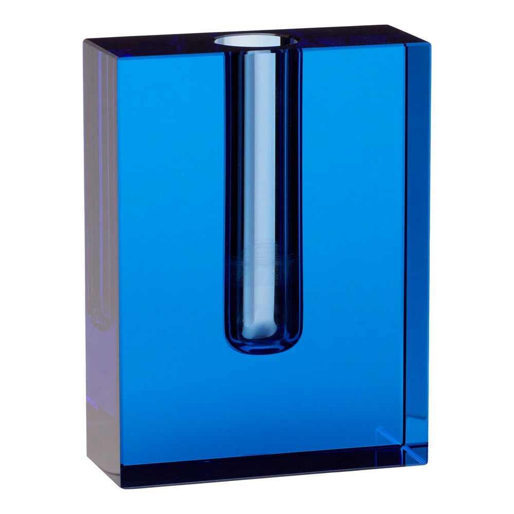 Modrá sklenená váza Hübsch Sena výška 12 cm
