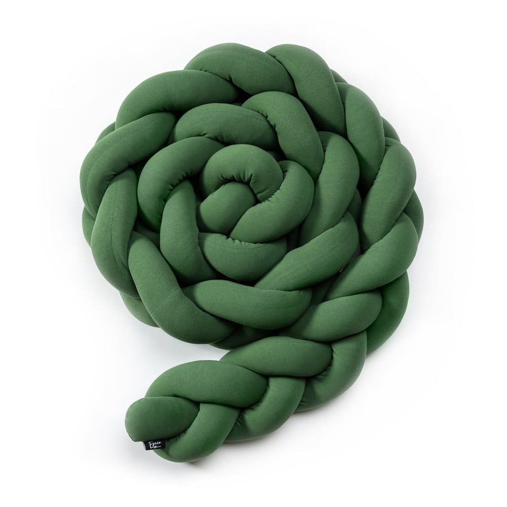Zelený bavlnený pletený mantinel do postieľky ESECO dĺžka 360 cm