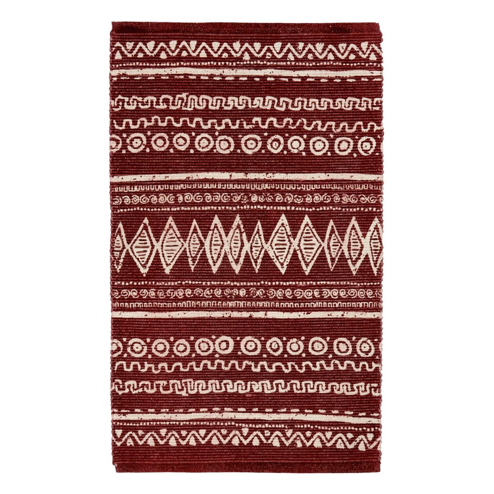 Červeno-biely bavlnený koberec Webtappeti Ethnic 55 x 110 cm