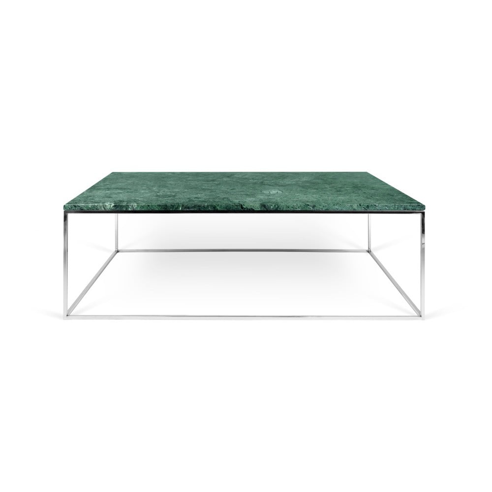 Konferenčný stolík s chrómovaným podnožím a zelenú mramorovou doskou TemaHome Prairie šírka 120 cm