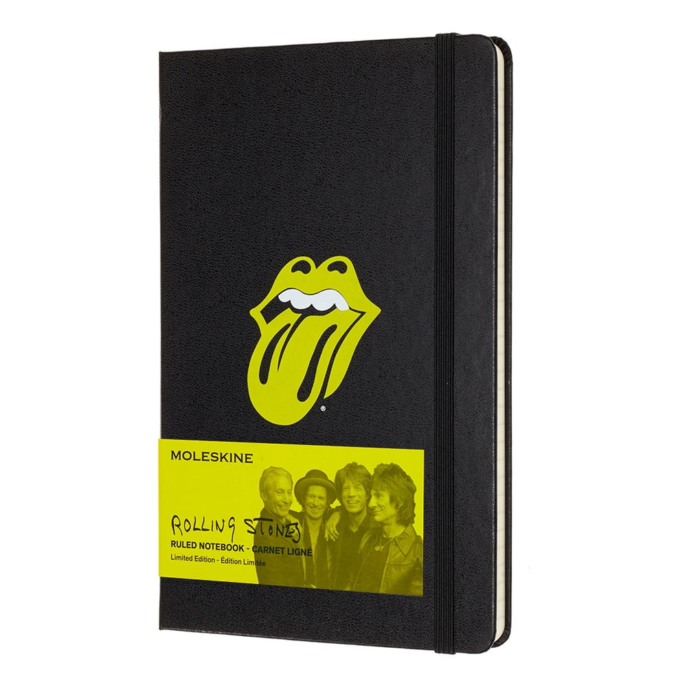 Čierny linajkový zápisník v pevnej väzbe Moleskine Rolling Stones 240 strán