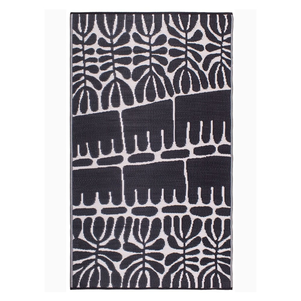 Čierny obojstranný vonkajší koberec z recyklovaného plastu Fab Hab Serowe Black 120 x 180 cm