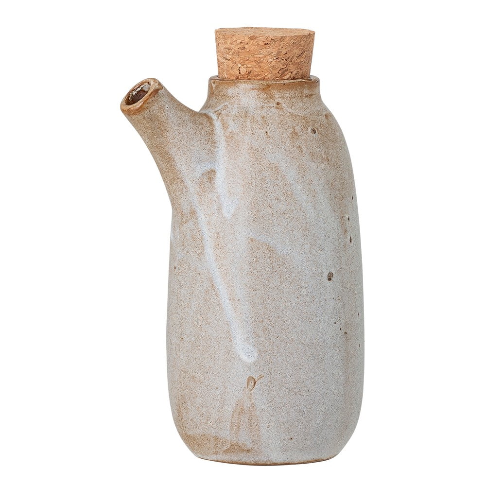 Béžovo-biela kameninová fľaša so zátkou Bloomingville Masami 600 ml