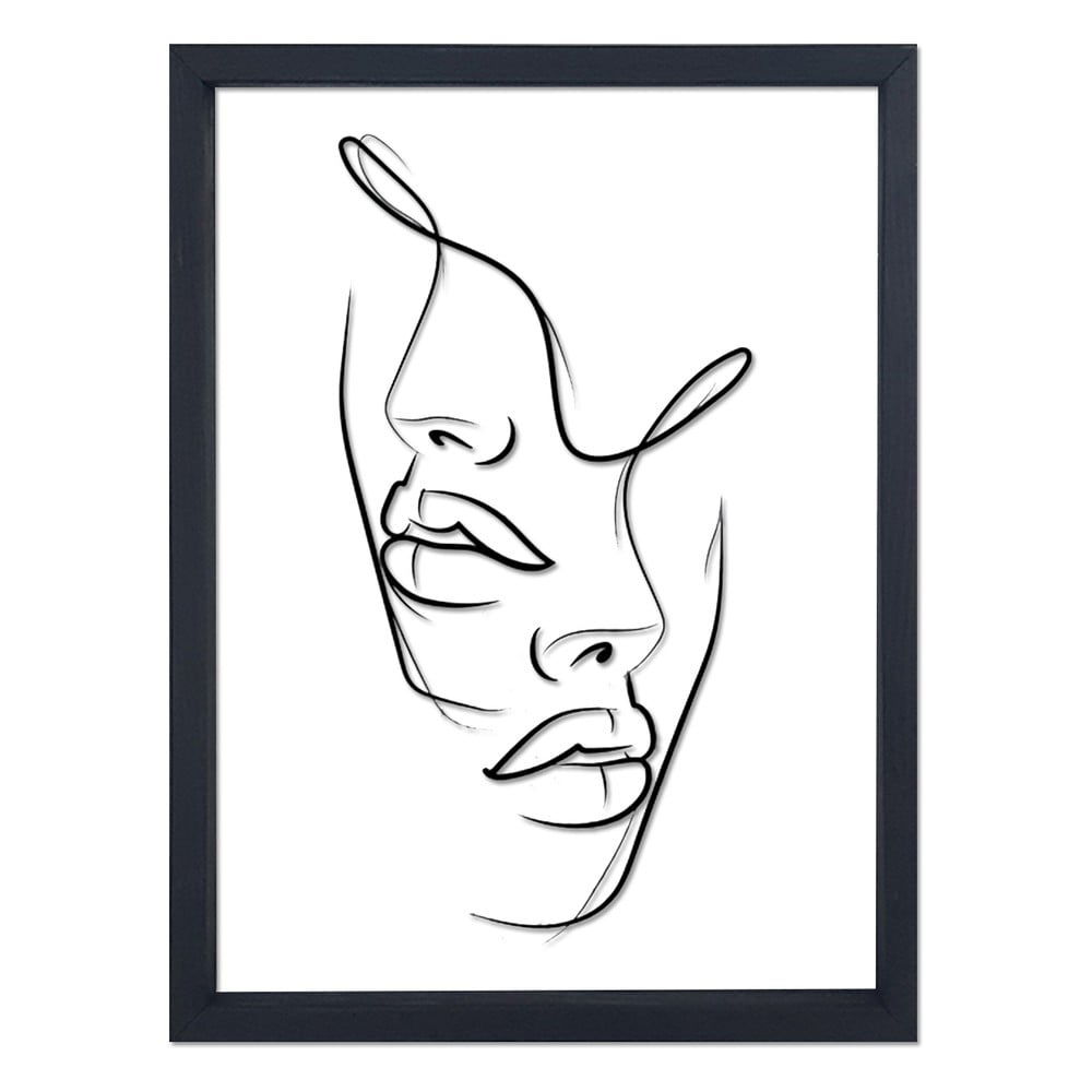 Sklenený obraz v čiernom ráme Vavien Artwork Faces 32 x 42 cm