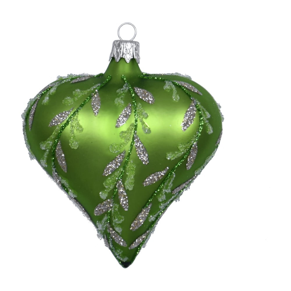 Súprava 3 zelených sklenených vianočných ozdôb Ego Dekor Heart
