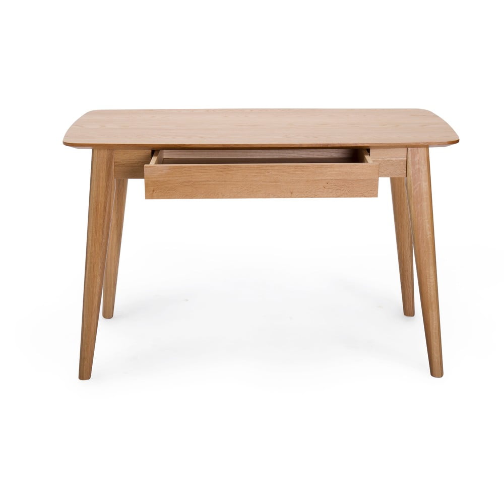 Písací stôl so zásuvkou a s nohami z dubového dreva Unique Furniture Rho 120 x 60 cm