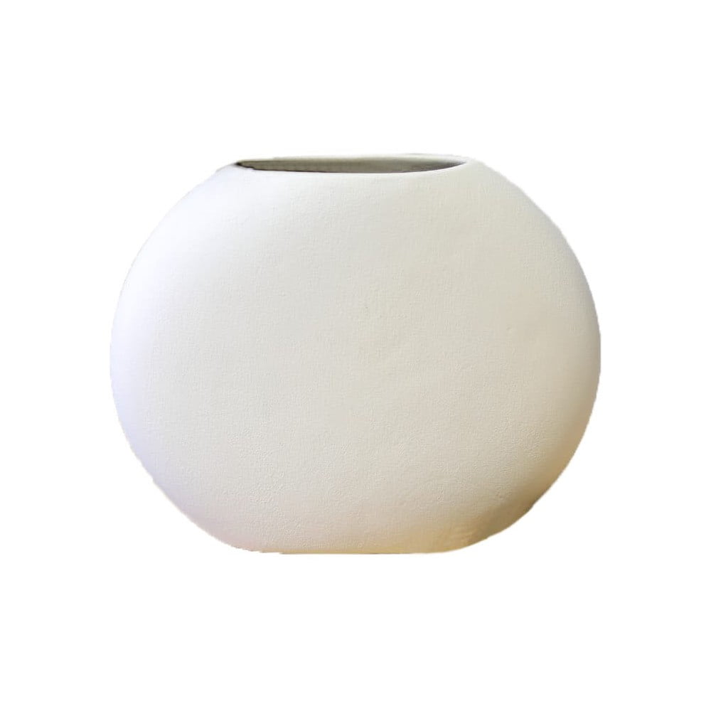 Biela ovalná keramická váza Rulina Flat výška 21 cm