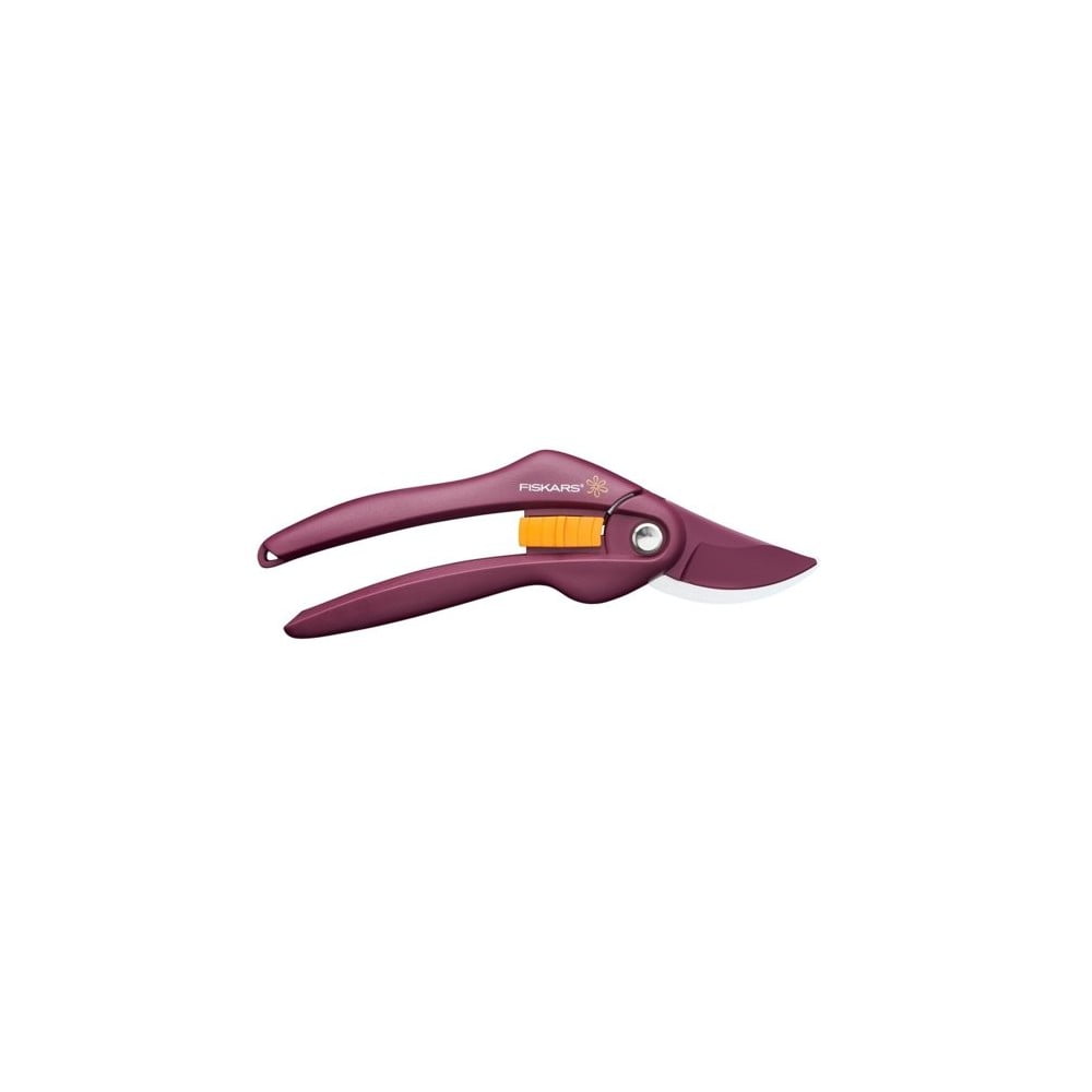 Fialové oceľové dvojsečné nožnice Fiskars Merlot