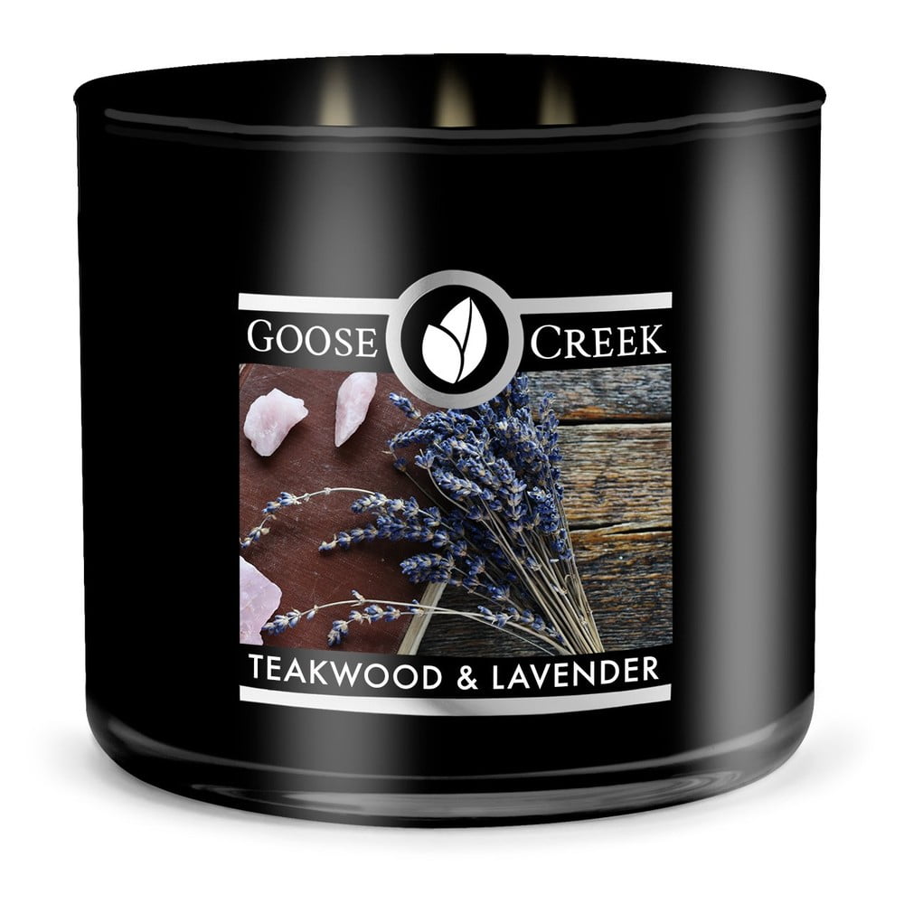 Pánska vonná sviečka v dóze Goose Creek Teakwood  Lavender 35 hodín horenia