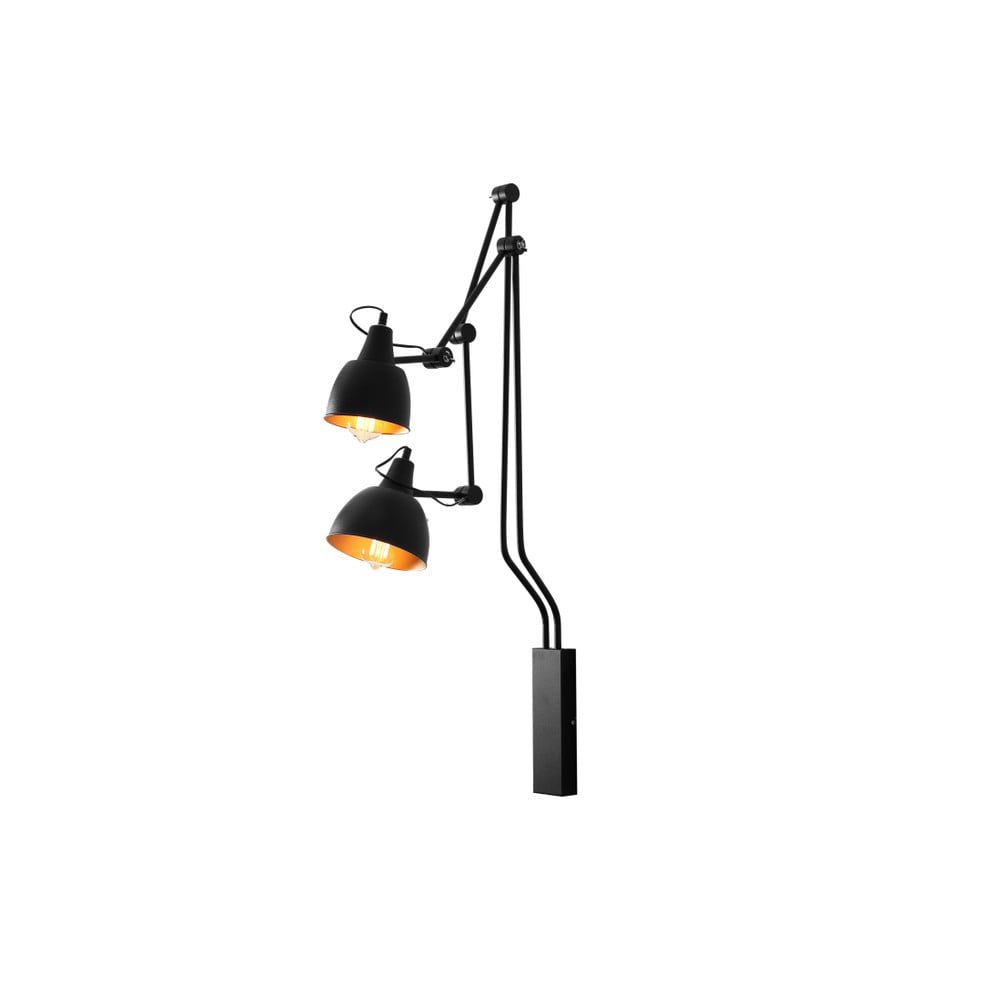 Čierna nástenná lampa na 2 žiarovky Custom Form Coben