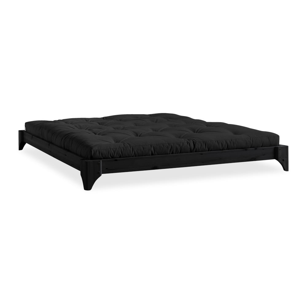 Čierna posteľ z borovicového dreva Karup Design Elan 160 × 200 cm