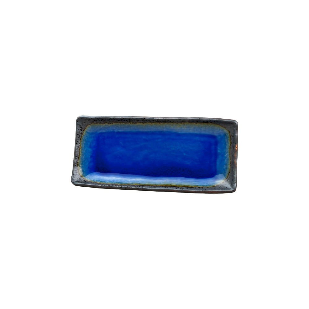 Modrý keramický servírovací tanier Mij Cobalt 29 x 12 cm