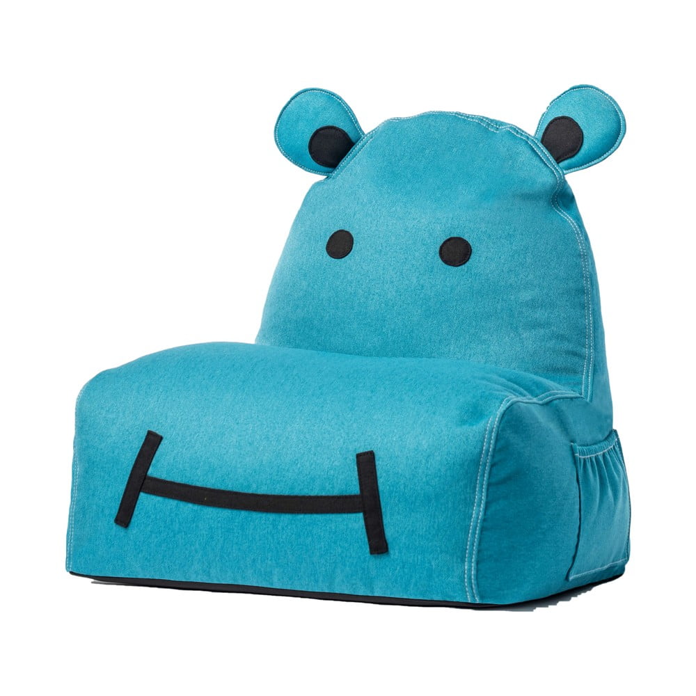 Modrý detský sedací vak The Brooklyn Kids Hippo