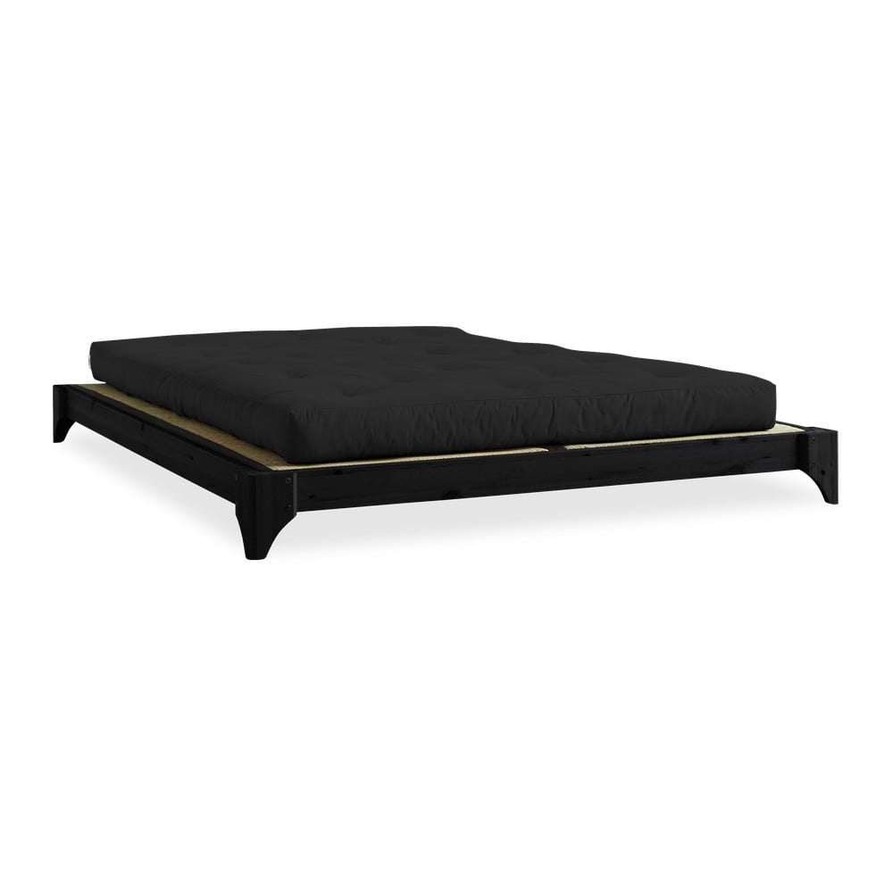 Čierna posteľ z borovicového dreva Karup Design Elan 180 × 200 cm