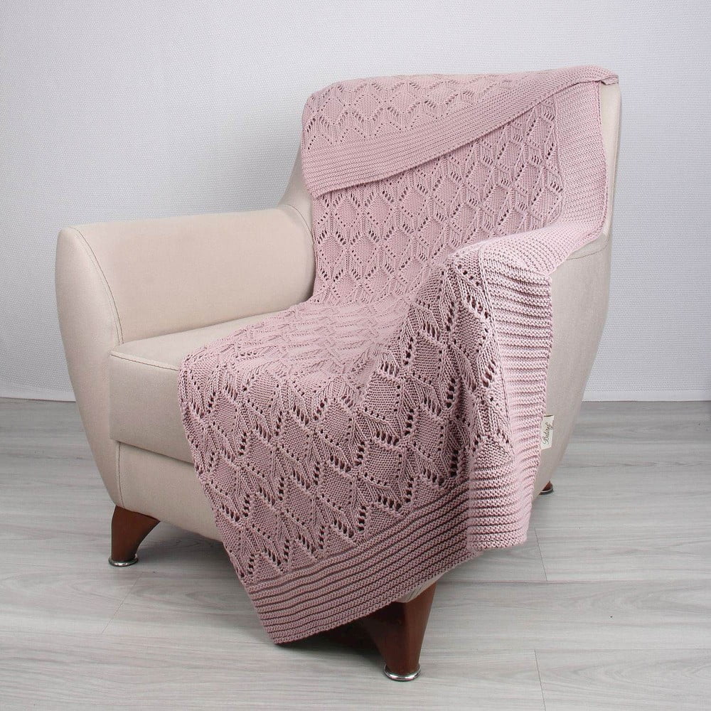 Ružová bavlnená deka Cotton 170 × 130 cm