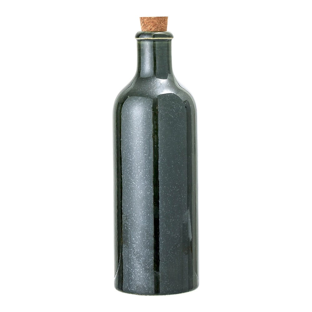 Tmavozelená kameninová fľaša so zátkou Bloomingville Joelle 650 ml