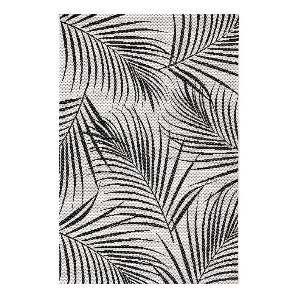 Čierno-sivý vonkajší koberec Ragami Flora 120 x 170 cm