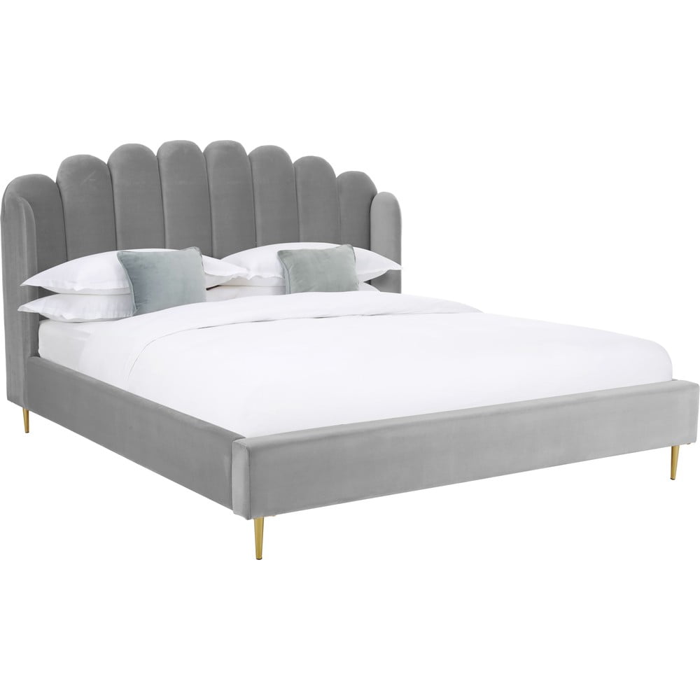 Sivá čalúnená posteľ Westwing Collection Glamour 180 x 200 cm