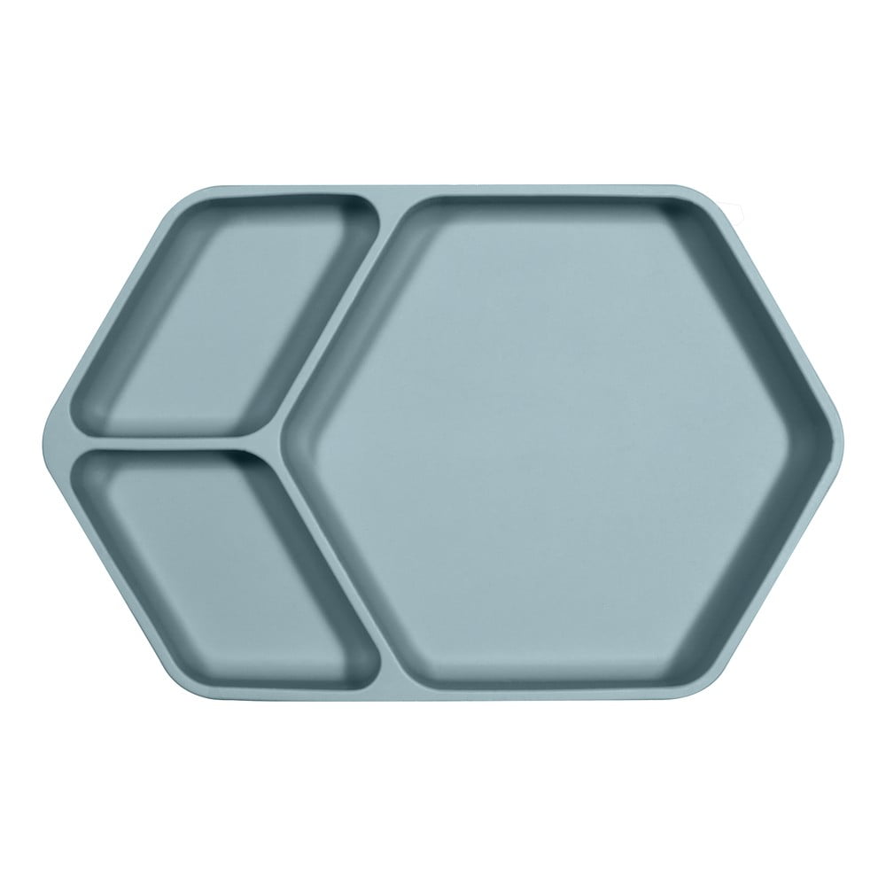 Modrý silikónový detský tanier Kindsgut Squared 25 x 16 cm