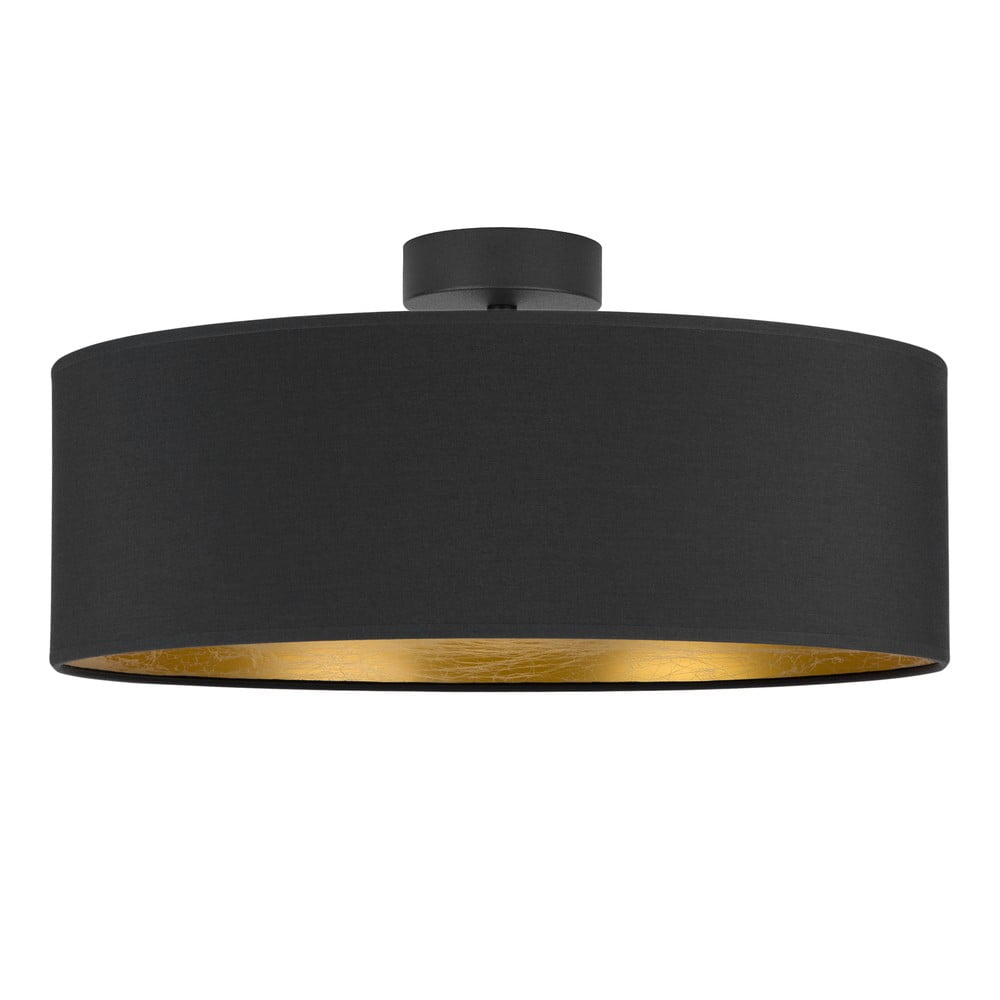 Čierne stropné svietidlo s detailom v zlatej farbe Bulb Attack Tres XL ⌀ 45 cm