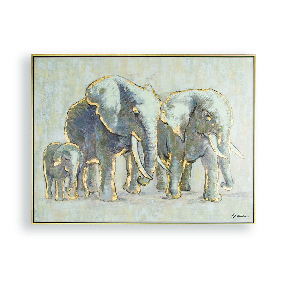 Ručne maľovaný obraz Graham  Brown Elephant Family 80 × 60 cm
