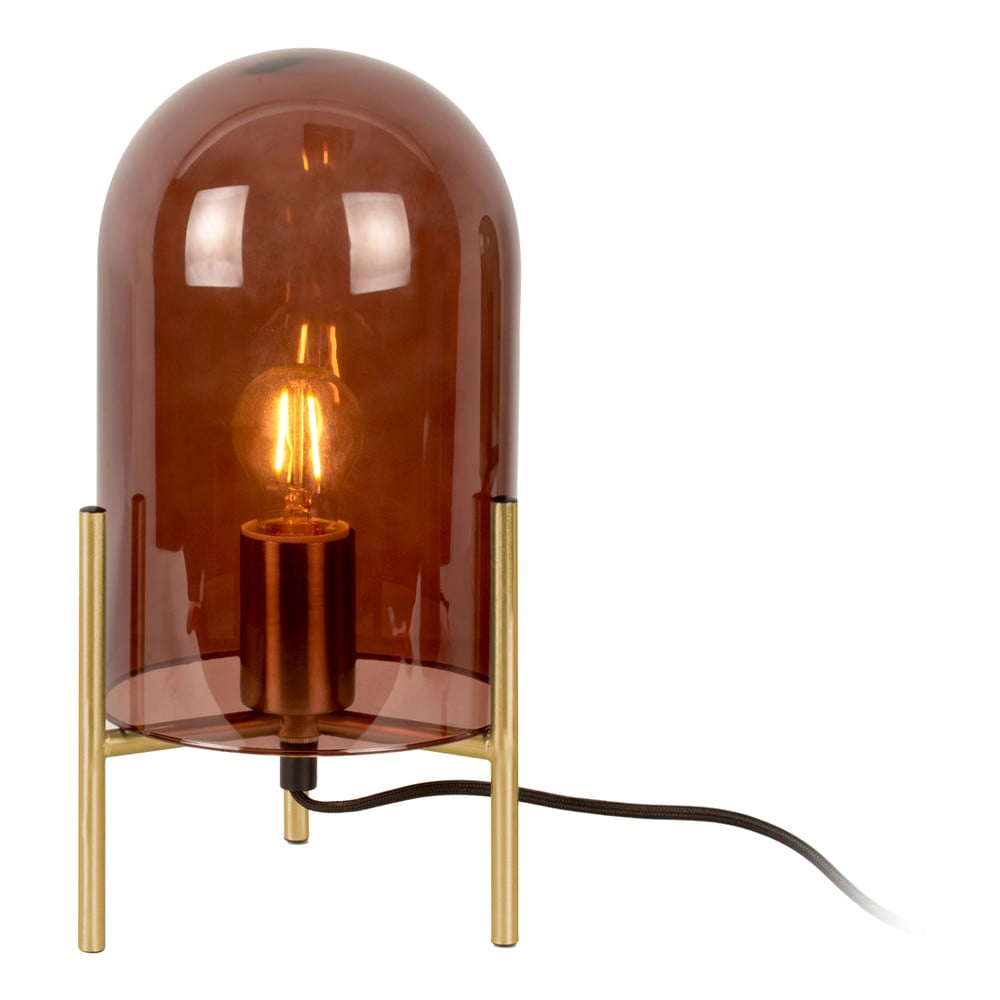 Hnedá sklenená stolová lampa Leitmotiv Bell výška 30 cm