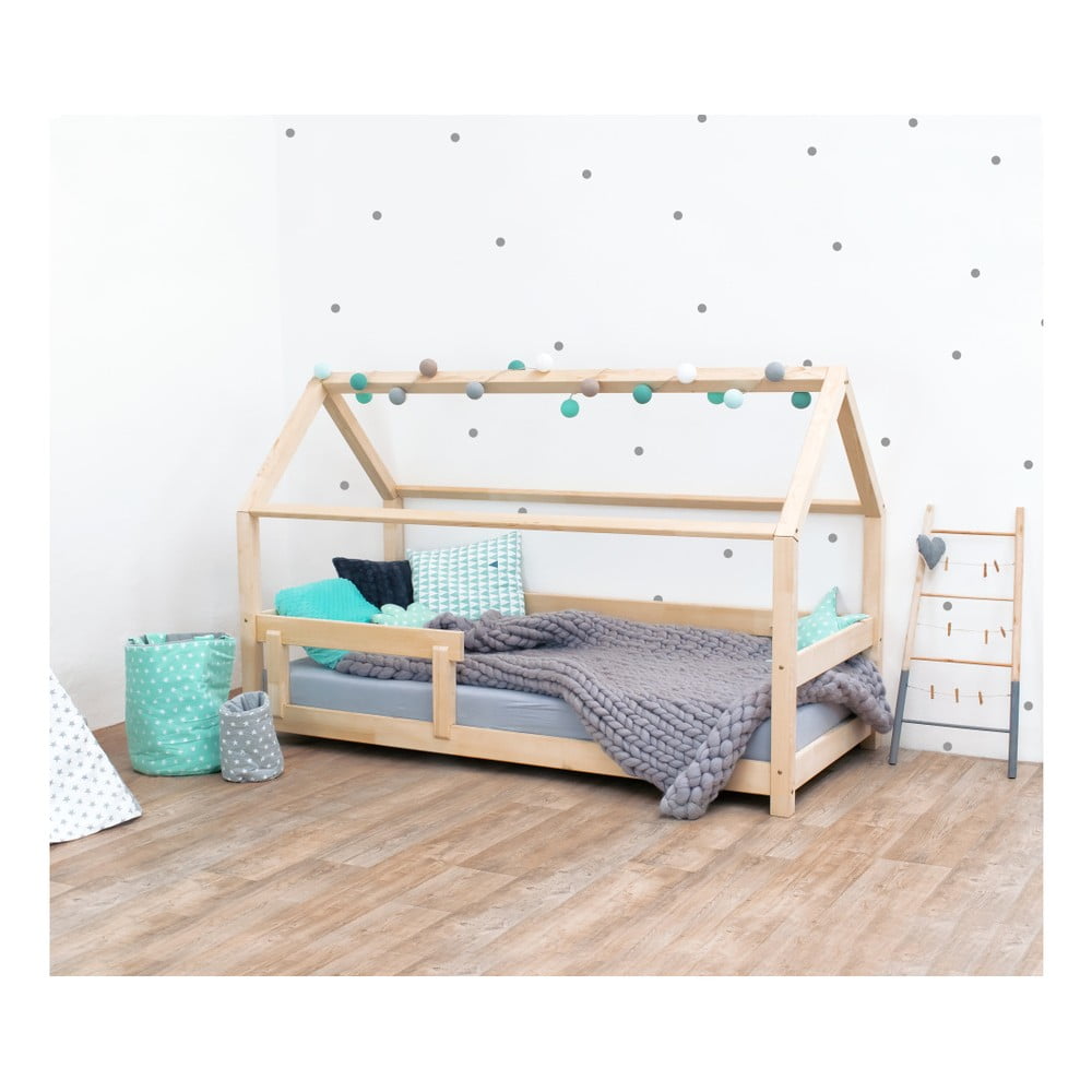Prírodná detská posteľ s bočnicami zo smrekového dreva Benlemi Tery 90 × 180 cm
