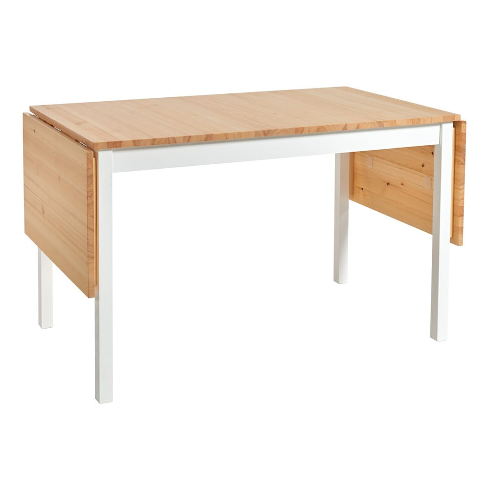 Rozkladací jedálenský stôl z borovice s bielou konštrukciou Bonami Essentials Brisbane 120 200 x 70 cm