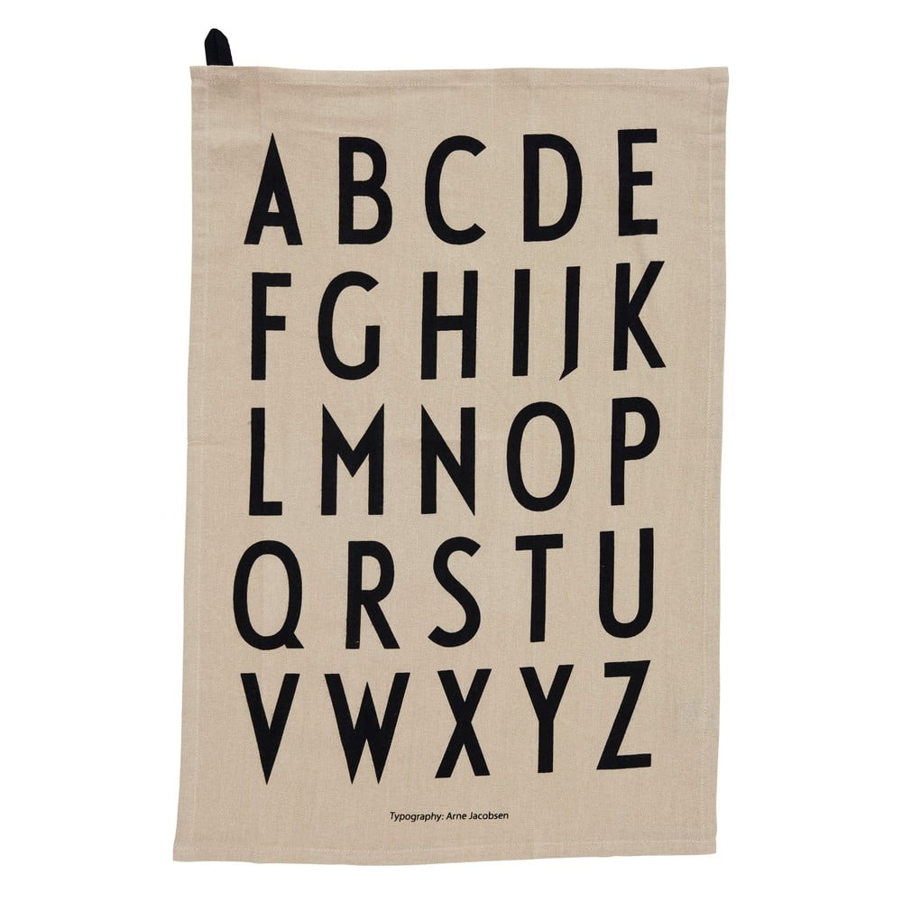 Béžová bavlnená utierka Design Letters Alphabet 40 x 60 cm