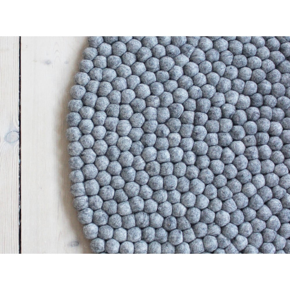 Oceľovosivý guľôčkový vlnený koberec Wooldot Ball rugs ⌀ 90 cm