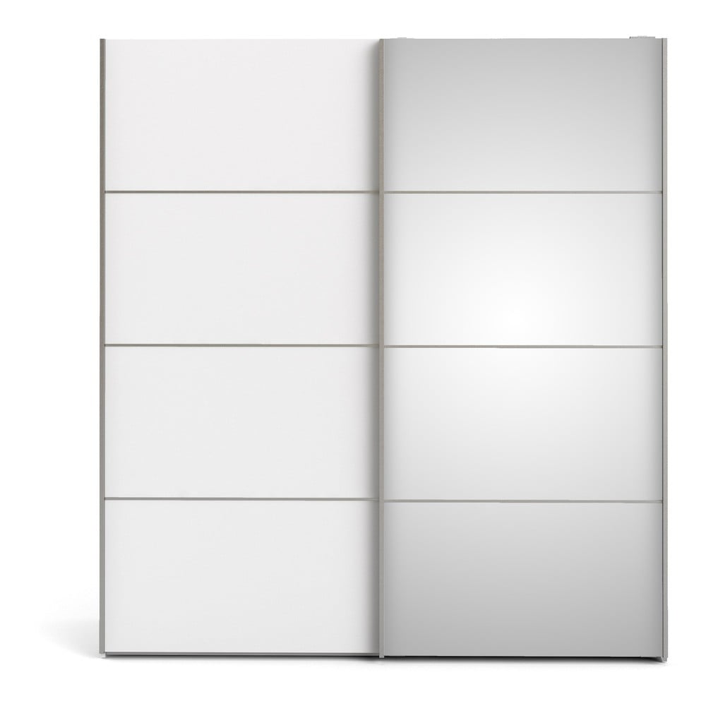 Biela šatníková skriňa se zrcadlem Tvilum Verona 182 x 202 cm