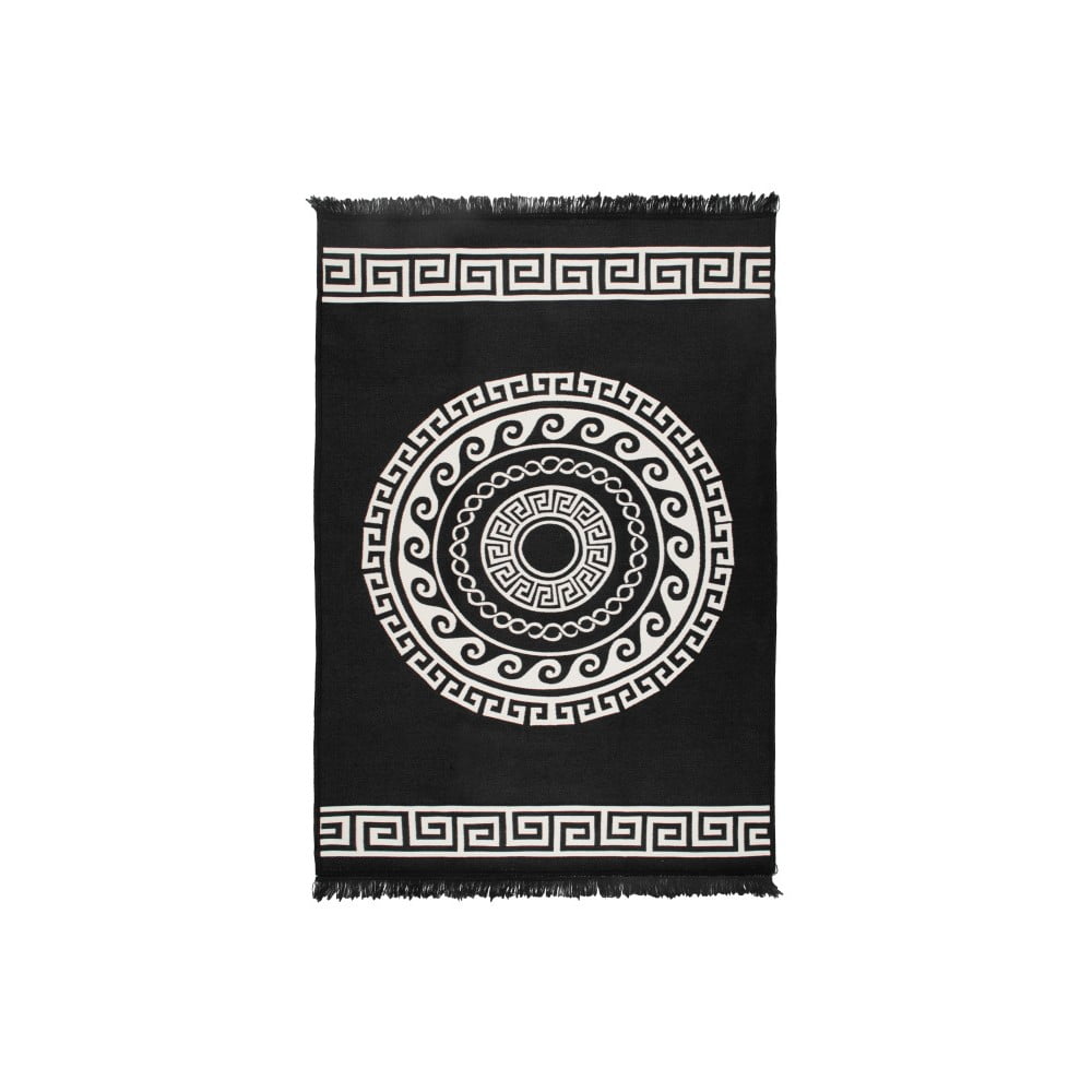 Béžovo-čierny obojstranný koberec Mandala 120 × 180 cm