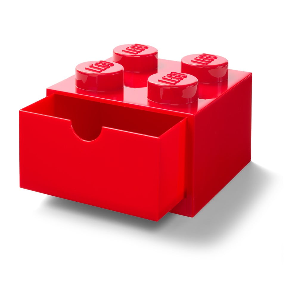 Červený stolový box so zásuvkou LEGO® 15 x 16 cm