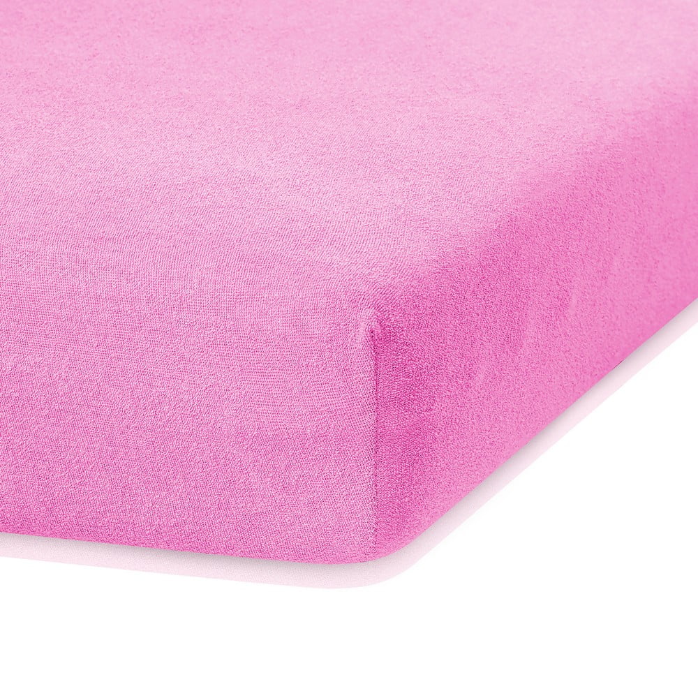 Ružová elastická plachta s vysokým podielom bavlny AmeliaHome Ruby 200 x 120-140 cm