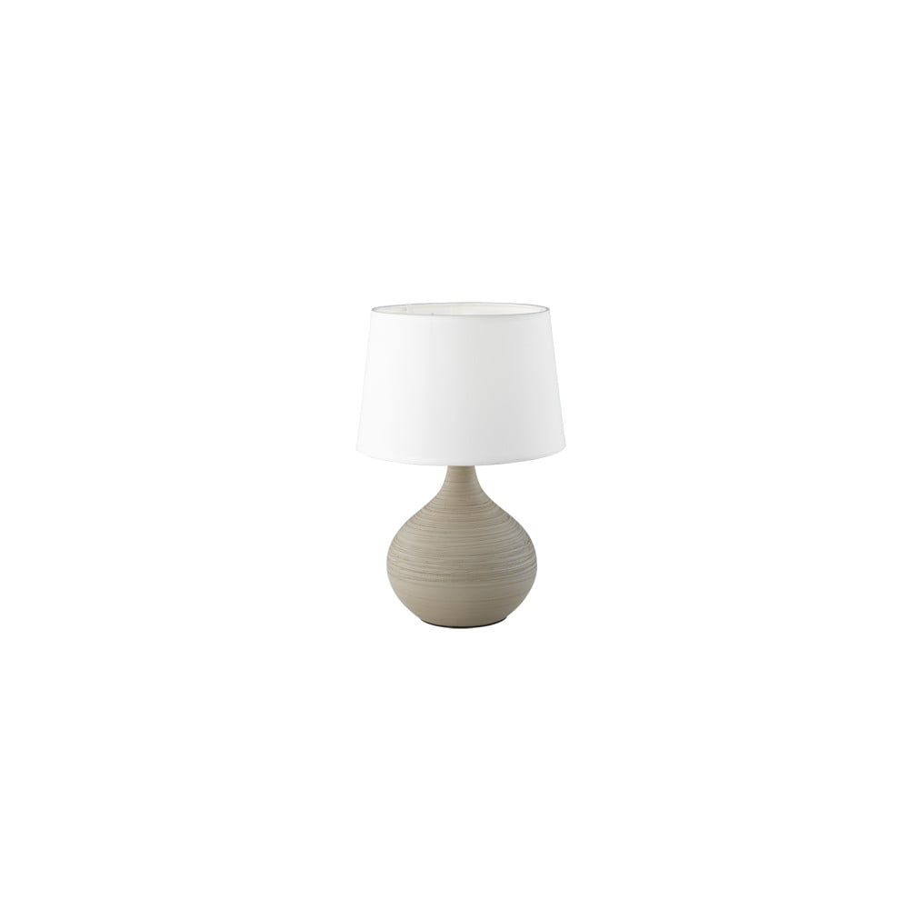 Bielo-hnedá stolová lampa z keramiky a tkaniny Trio Martin výška 29 cm