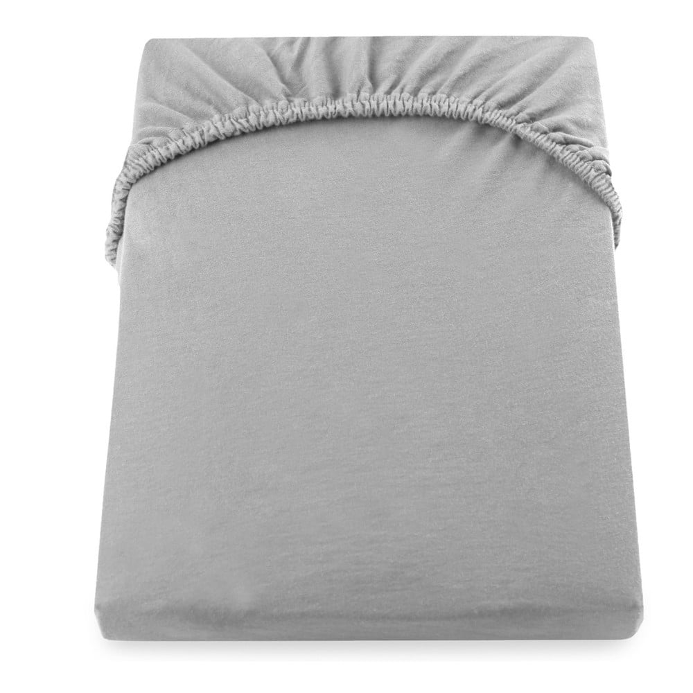 Oceľovosivá elastická bavlnená plachta DecoKing Amber Collection 8090 x 200 cm