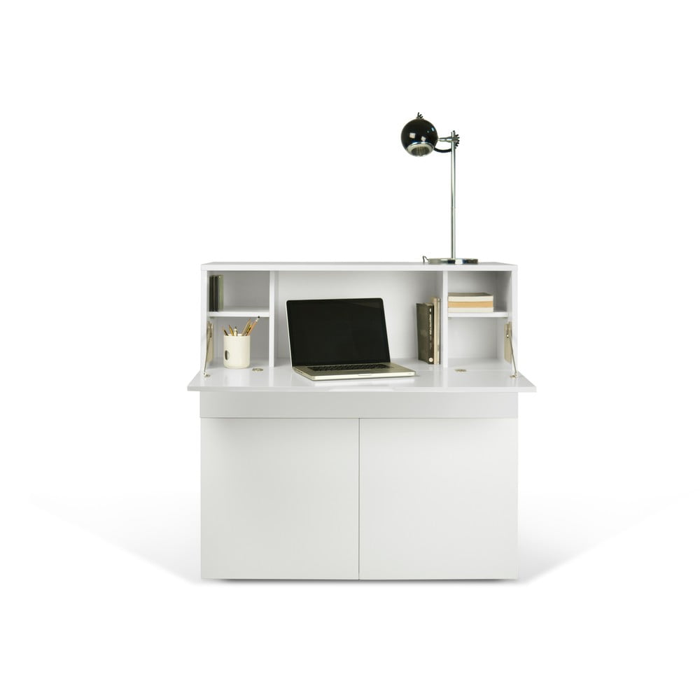 Biely pracovný stôl TemaHome Focus 110 × 109 cm