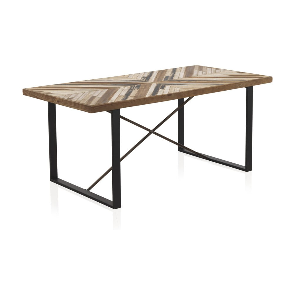 Jedálenský stôl s kovovými nohami a doskou z recyklovaného dreva Geese 180 x 90 cm