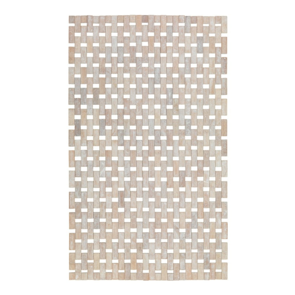 Krémovo-biela kúpeľňová podložka z bambusu Wenko Edna 80 × 50 cm