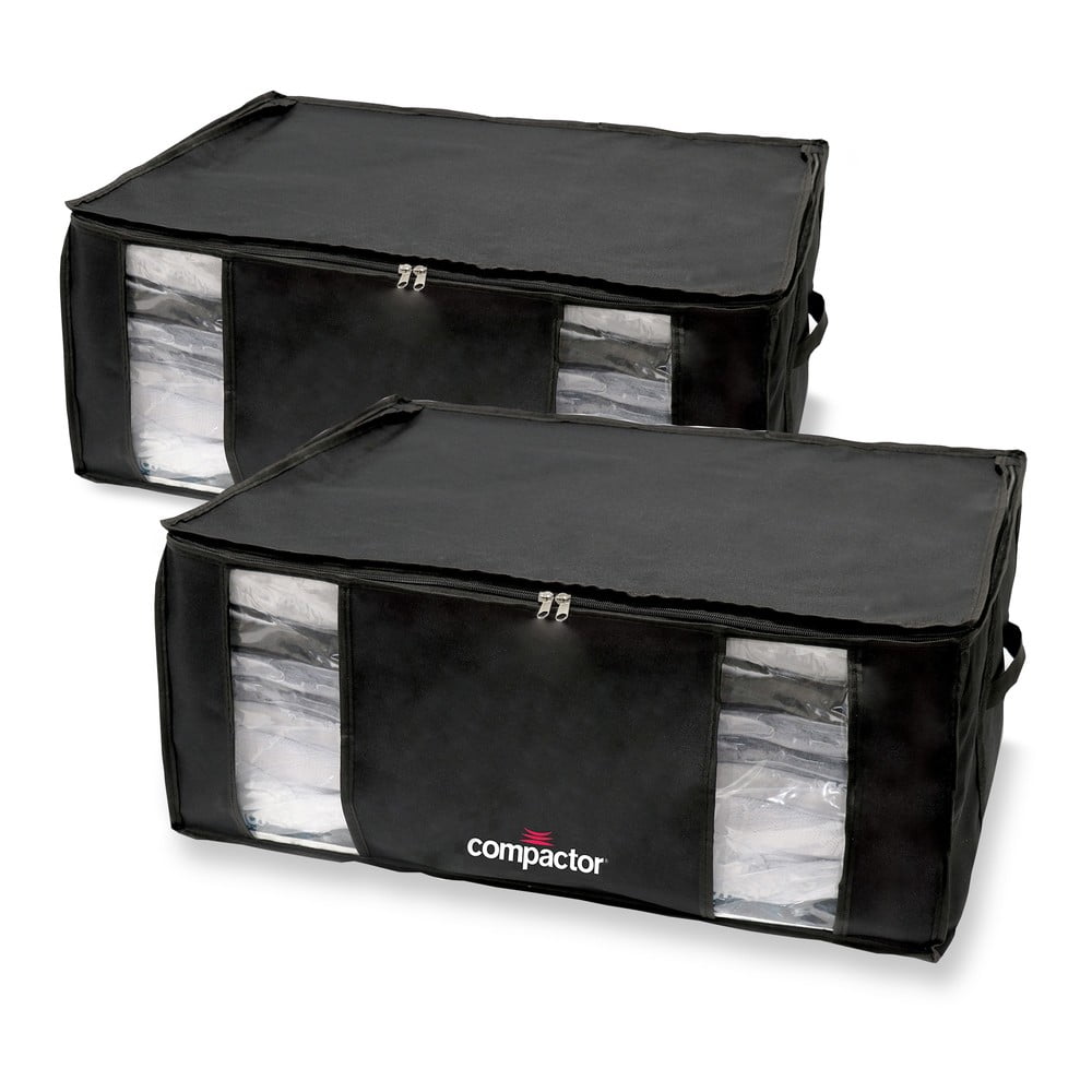 Sada 2 čiernych úložných boxov s vakuovým obalom Compactor Black Edition XXL 50 x 265 cm