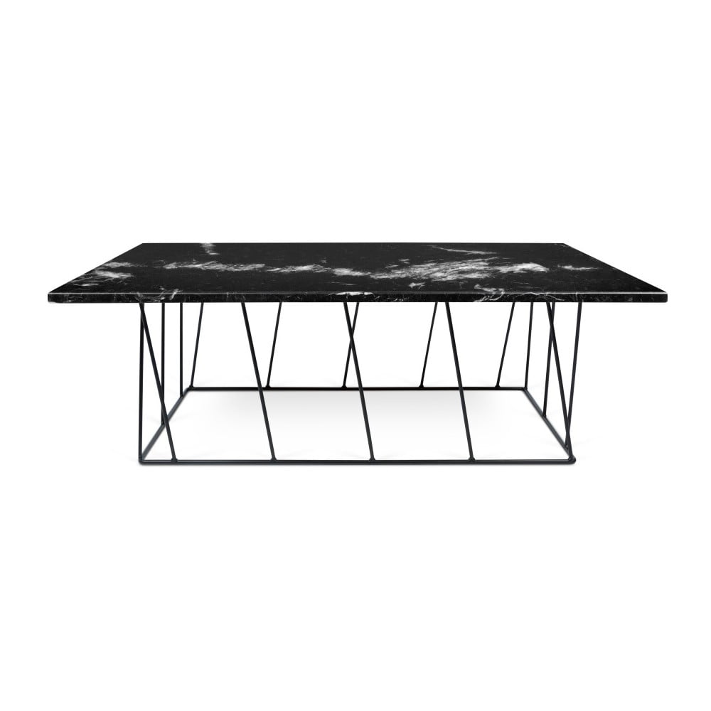 Čierny mramorový konferenčný stolík s čiernymi nohami TemaHome Heli× 120 cm
