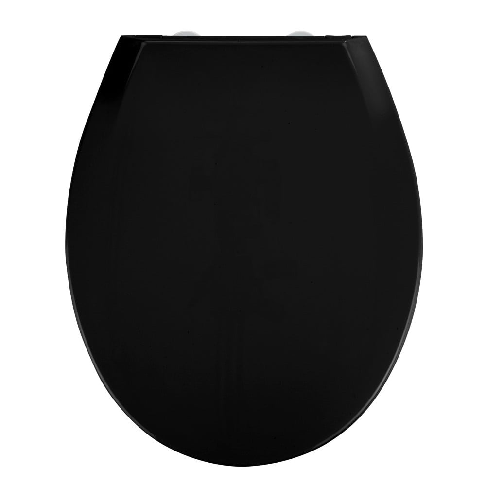 Čierne WC sedadlo s jednoduchým zatváraním Wenko Kos 44 × 375 cm
