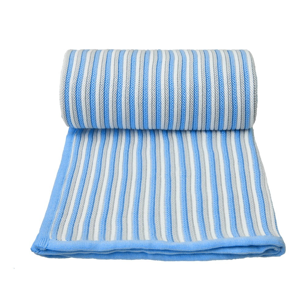 Modro-biela pletená detská deka s podielom bavlny T-TOMI Spring 80 x 100 cm