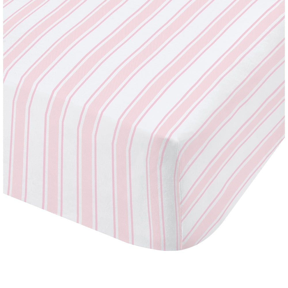 Ružovo-biela bavlnená plachta Bianca Check And Stripe 135 x 190 cm